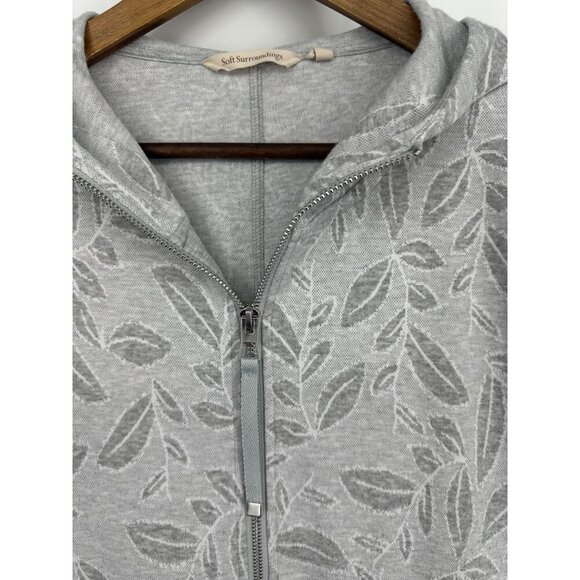 Soft Surroundings Sunday In Estrade Hoodie Jacke Gray Full Zip Knit Leaf Size S - Picture 5 of 8